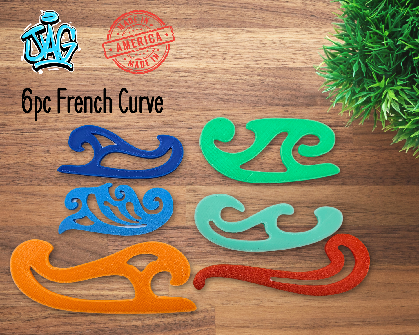 French Curve 6pc Set Comics, Drafting, Drawing