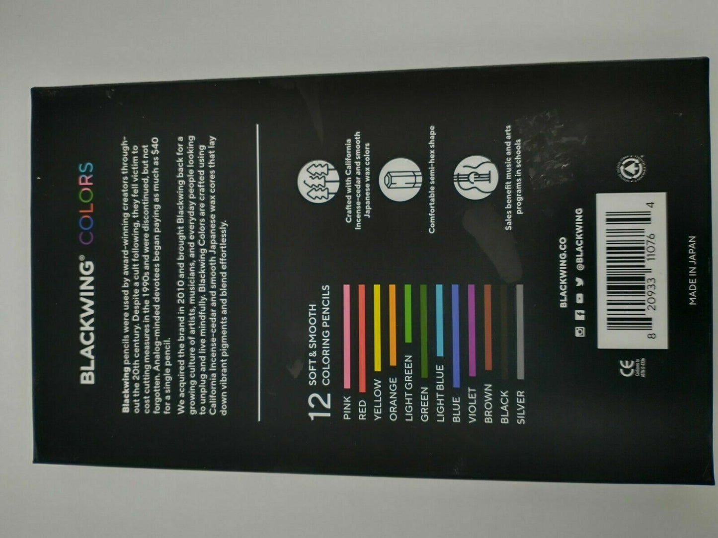 Blackwing Colors 12 Soft Smooth Coloring Pencils