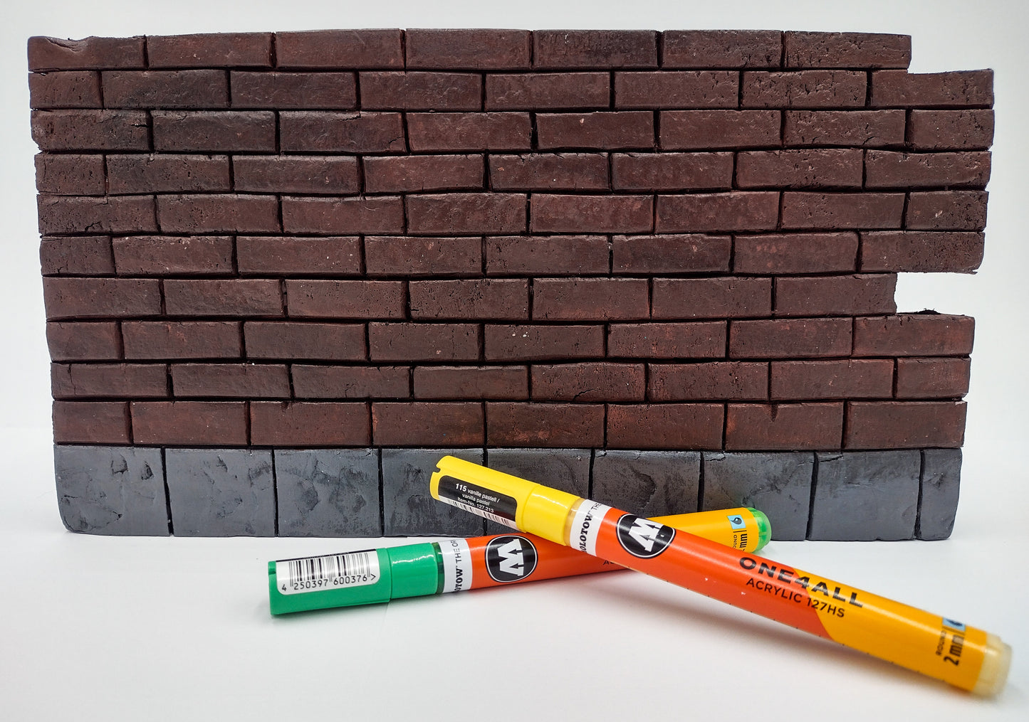 Street Canvas - Brick Wall Graffiti Art Jagged Lined Edge Canvas Board Handmade Creative Hand Style Writing Recycled Styrofoam