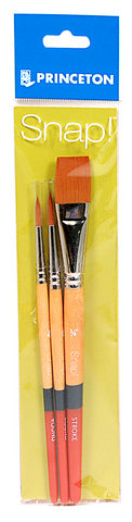 Princeton Snap! White Taklon Brush Set - Short Handle, Set of 4