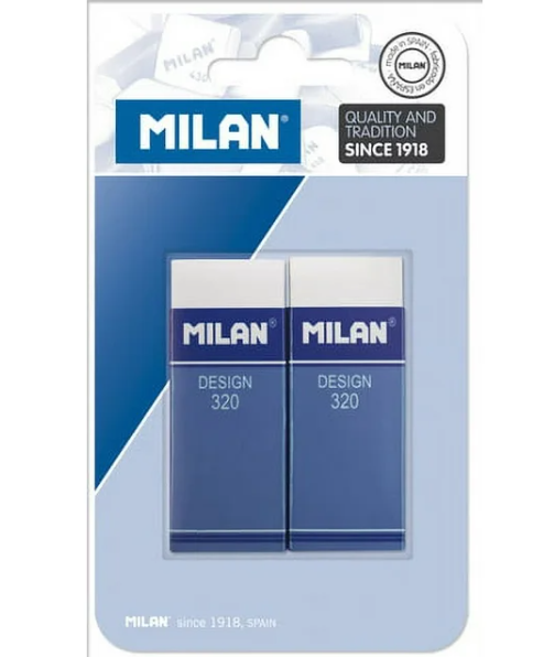 Milan Design 320 PVC Plastic Eraser 2 Pack