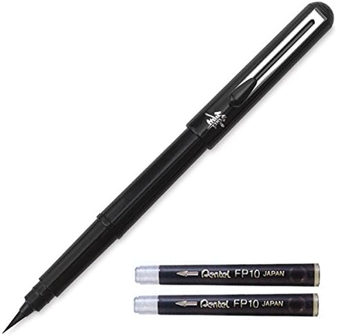 Pentel Pocket Brush Pen With 2 Black Ink Refills - Imported