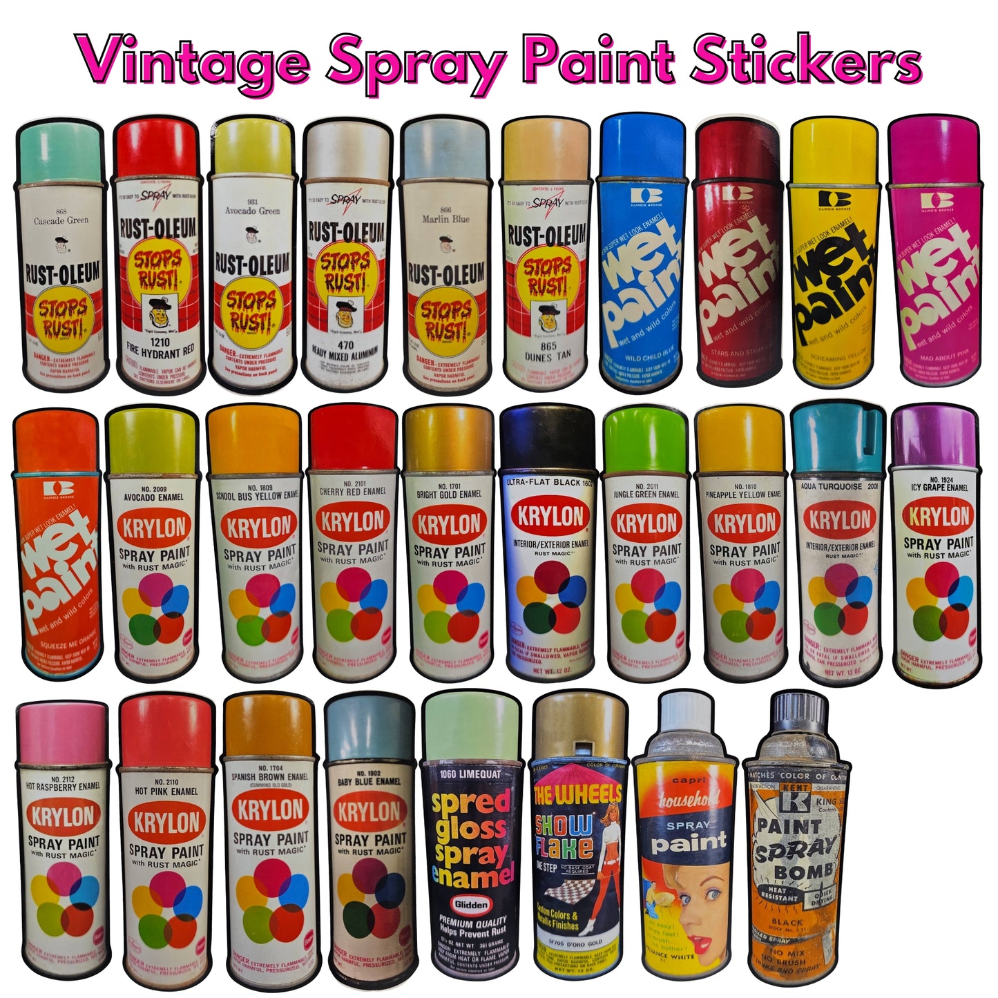 7" Spray Paint Can Stickers, Vintage Cans Graffiti Art, Street Art