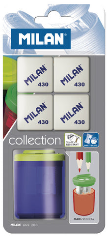 Milan Sharpener Plus 4 Pack 430 Eraser Set